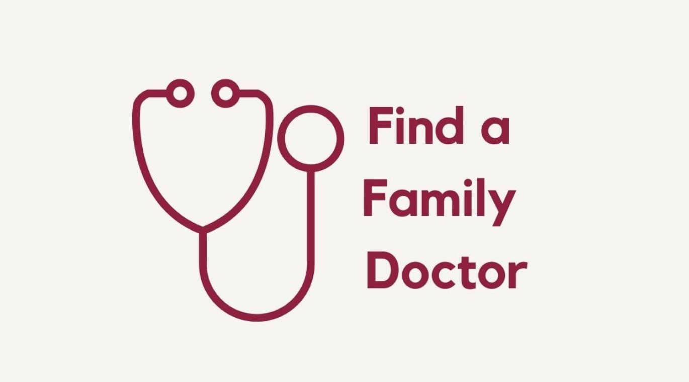 stethoscope with text "Find a Family Doctor"