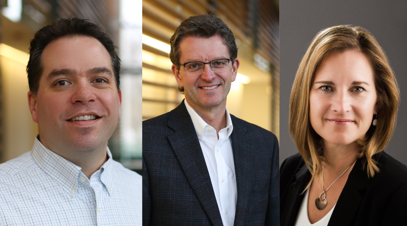 Headshots of Drs. Paul Heffernan on the left, David Holland in the centre, and Janet van Vlymen on the right